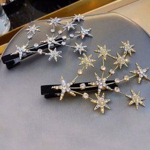 NWT Lady Arya | Goldtone & Silvertone Star Rhinestone Barrette Set